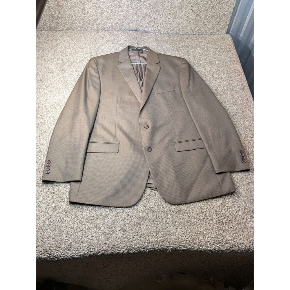 Lauren Ralph Lauren Brown Micro Check Two Button Blazer Jacket 46L Mens